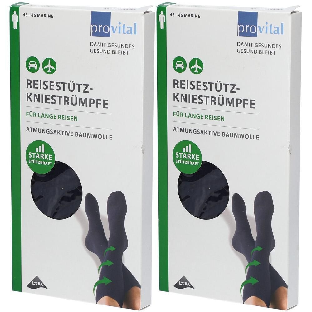 Provital Reisekniestrümpfe Gr.43-46 marine 2x 2x2 St