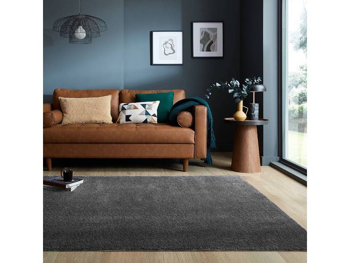 Hochflorteppich Sheen 200 x 290cm Grau/Dunkelgrau