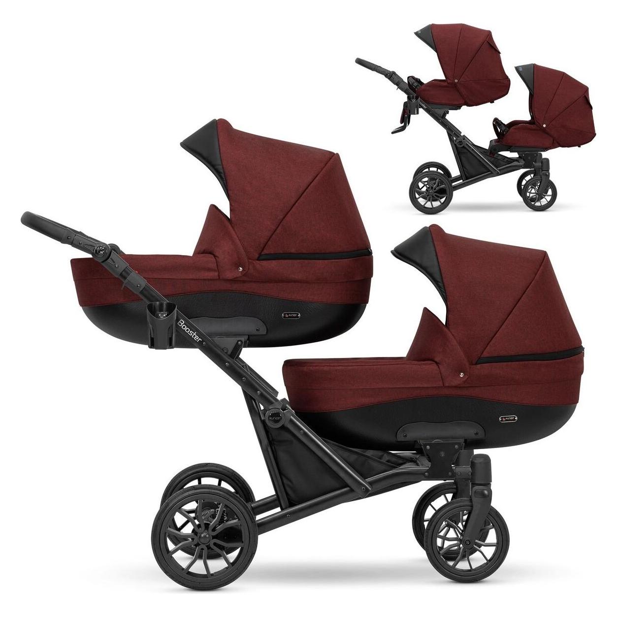 Kunert 2in1 BOOSTER CLARET - Kinderwagen mit schwarzem Rahmen für Zwillinge (65399401)
