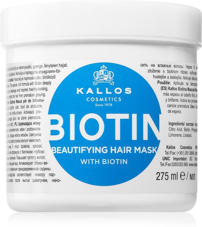 Kallos KJMN Professional Biotin masque pour cheveux fins, fragiles et cassants 275 ml