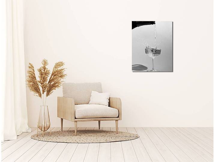 Tableau métallique Black White Champagne Aluminium Dibond verni Multicolore 40 x 50cm