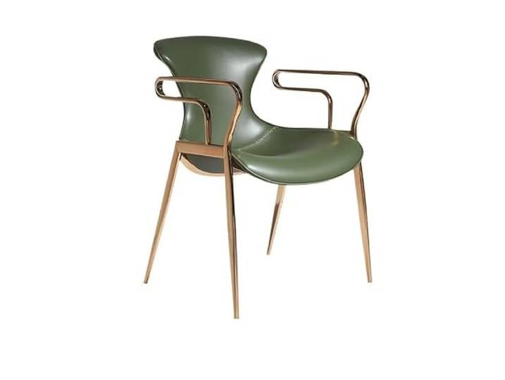 DIANXI Lounge-Sessel Italienischer Leichter Luxus-Esszimmerstuhl aus Sattelleder, moderner, einfacher Haushaltsstuhl, minimalistischer Sessel, Bücherstuhl, Verhandlungsstuhl