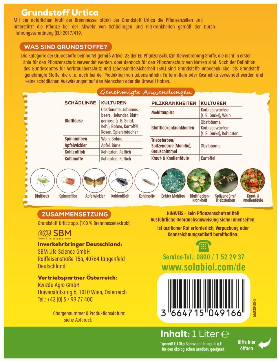 Solabiol Schädlings- & Pilzabwehr Grundstoff Urtica Spray 1 l