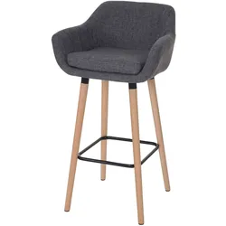 Proregal 2er-Set Barhocker Oslo mit Lehne | Sitzhöhe 79cm | Textil | Grau | Barstuhl Tresenhocker