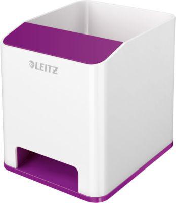 Stiftehalter Leitz WOW Sound, 1 Fach, Smartphone-Fach mit Soundverstärkung, weiß/violett
