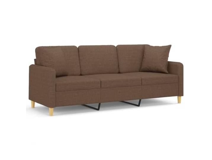Makastle 3 Sitzer Sofa Couch mit Zierkissen Braun 180 cm Stoff