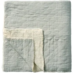 IB Laursen Bettdecke doppelt, doppelt gewebt Karo-Stickerei, 240 x 240 cm, staubig blau