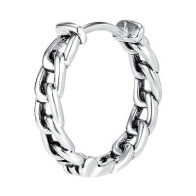 Single-Creole FIRETTI "Schmuck Geschenk Ohrschmuck einzeln Chain Reaction", schwarz (edelstahlfarben, schwarz), Ohrringe, Herren, 17mm, Edelstahl