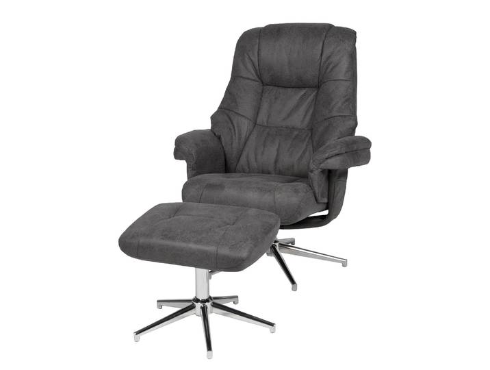 Fauteuil TV Burnaby avec pouf Gris/Gris Microfibre 82 x 108 x 90cm