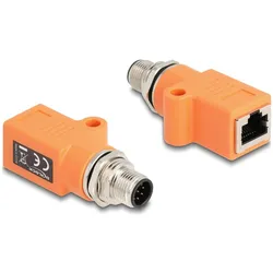 Delock M12 Adapter A-kodiert 8 Pin Stecker zu RJ45 Buchse Ca (RJ45, RJ45 (1x)), Netzwerk Adapter, Violett