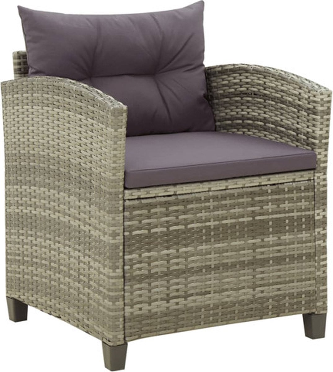 vidaXL Tuinstoel met kussens van grijs polyrattan