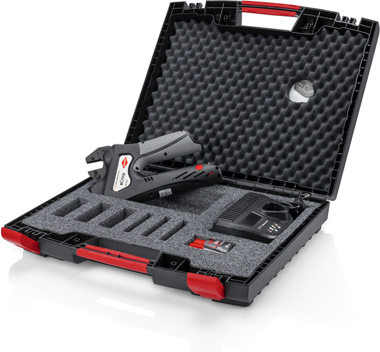 KNIPEX 97 43 E eCrimp Elektromechanische Crimp-Systemzange für auswechselbare Crimpeinsätze 270 mm)