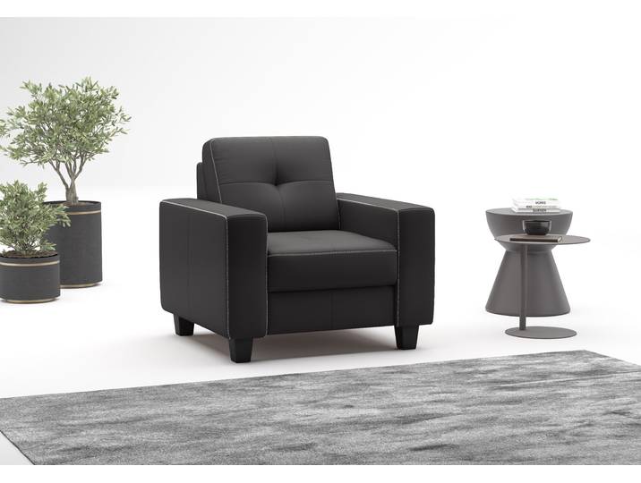 Sessel GOODPRODUCT Varese , schwarz, B:96cm H:91cm T:90cm, Sessel, Sessel, Kreuznaht in beige