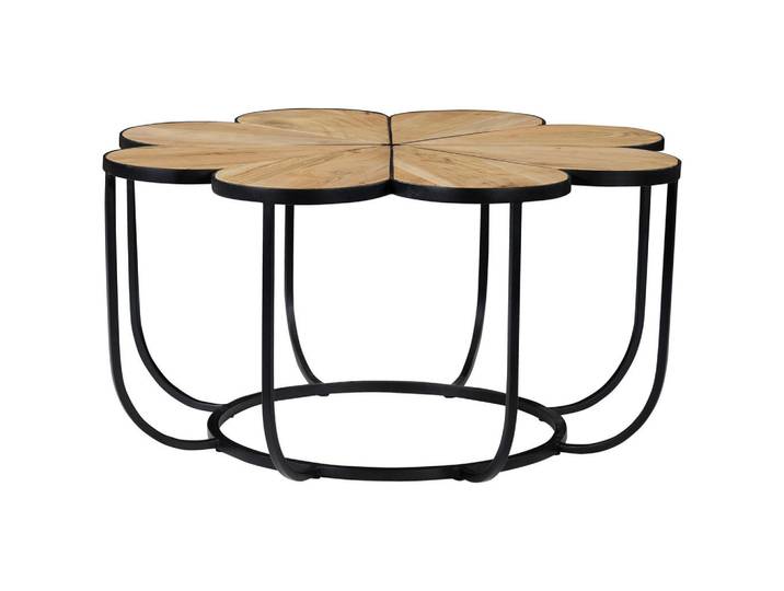 Livetastic Couchtisch, Schwarz, Akazie, Holz, Metall, Akazie, vollmassiv, Holz, rund, rund, 40x80x80 cm, gastro- und objekttauglich, Wohnzimmer, Wohnzimmertische, Couchtische