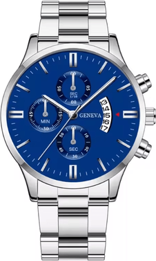 Inspire Essentials Silver Stainless Steel Luxury Quartz Watch silver Blue