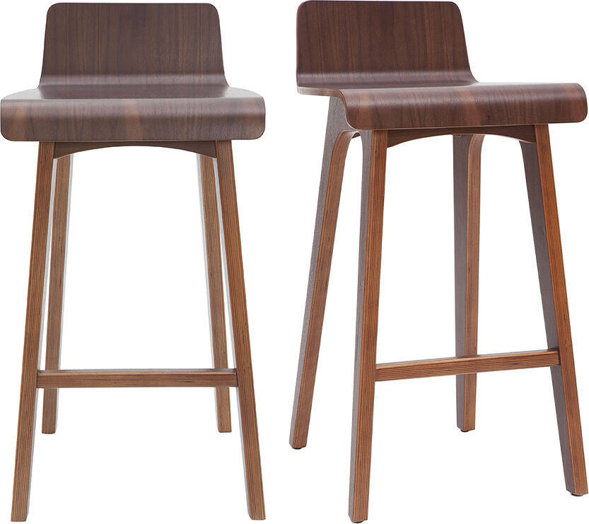 Miliboo Skandinavischer Barhocker Walnuss H65 cm (2er-Set) BALTIK