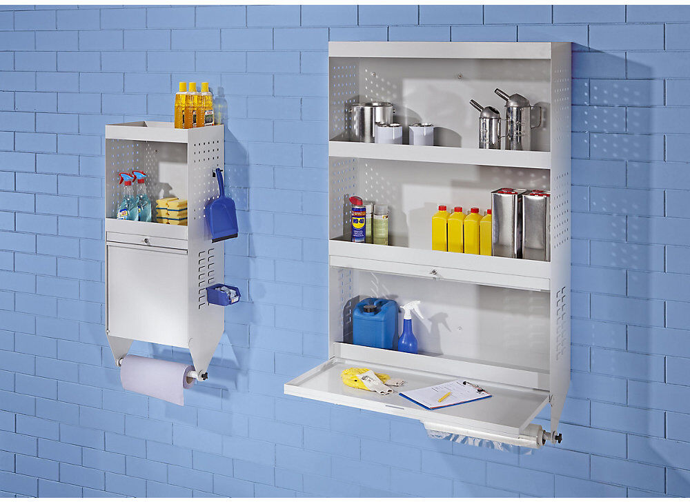 kaiserkraft Werkzeug-Hängeschrank, mit abklappbarer Arbeitsfläche, Ausladung max. 720 mm