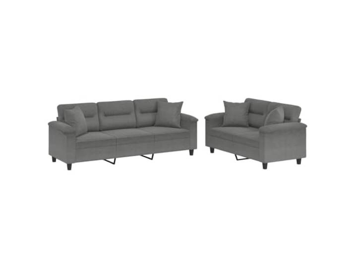 GHVBNMF 2-TLG Sofagarnitur mit Kissen Dunkelgrau Mikrofaser Couch Set Elegantes Couch-Set aus strapazierfähiger Mikrofaser für Wohnzimmer und Gästezimmer inklusive passender Zierkissen.