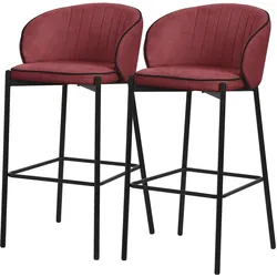 BARHOCKER 2er Set Rot mit Stoffbezug