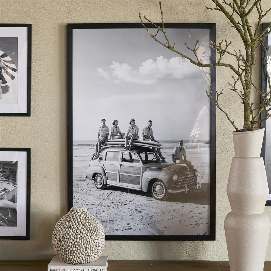 Rivièra Maison Wall Art Coastal Ride Fotografie Wit Zwart B: 125 cm, H: 85 cm