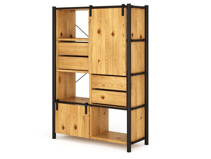LIVERPOOL 5er Regal-Kombi II, Highboard aus Massivholz