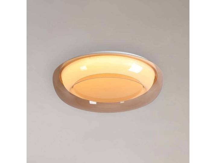 Searchlight Deckenlampe Jude Flush, dimmbar, creme / amber, für Wohn- / Esszimmer, Metall, Deckenlampe