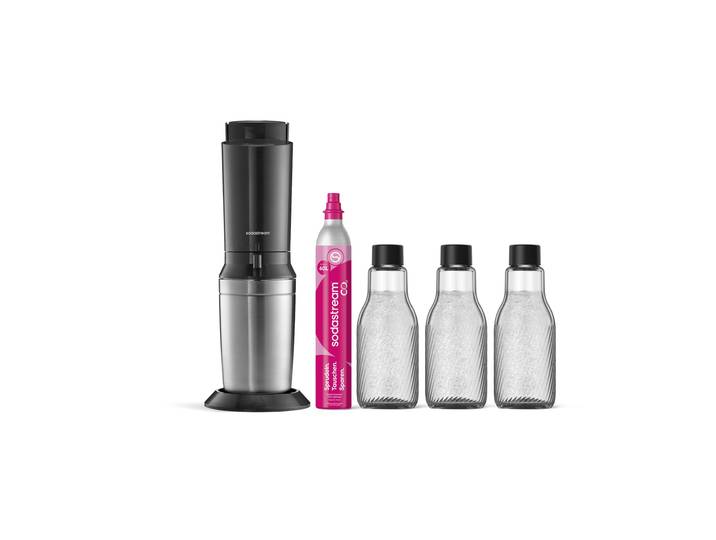 Wassersprudler SODASTREAM CRYSTAL 3.0 Wassersprudler titan, Vorteilspack , dunkelgrau, Wassersprudler, Wassersprudler, 3 Glaskaraffen inklusive, ideal für Mehrpersonenhaushalte