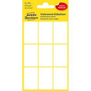 Zweckform Vielzwecketiketten 3045, weiß, 38 x 24mm, 7 Blatt, 63 Stück