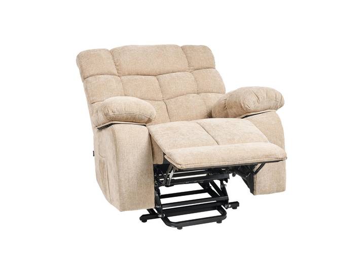 Beliani Elektrischer-Fernsehsessel mit Fußstütze Stoff Beige Ares, 95x105x94 cm, Wohnzimmer, Sessel, Relaxsessel
