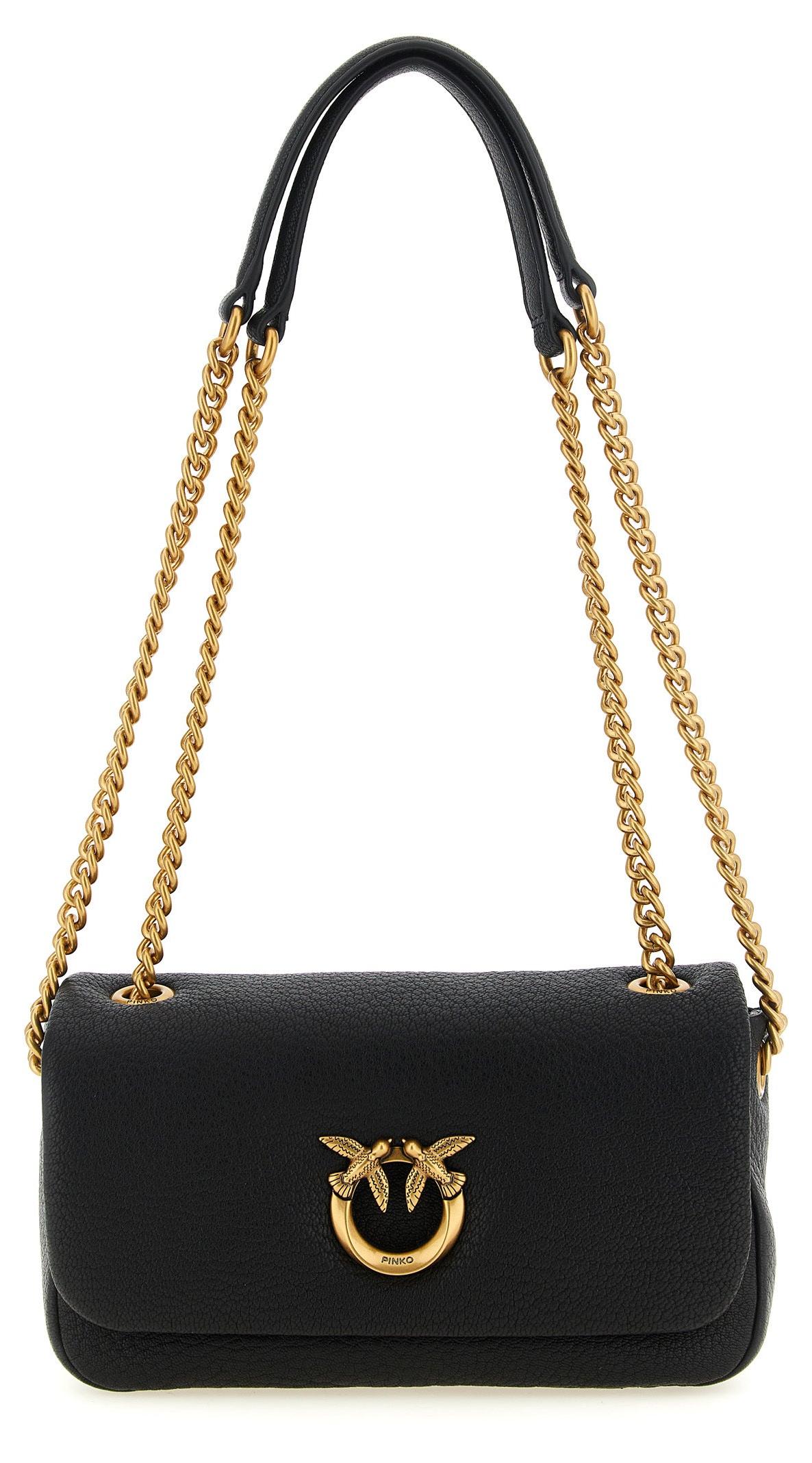 PINKO Love Bag Lammleder genarbt schwarz Love Birds