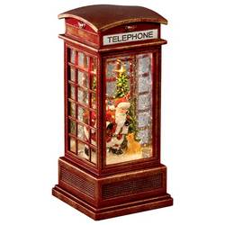 Konstsmide 4320-550 Wasserlaterne Telefonzelle mit Weihnachtsmann Warmweiß LED Rot Timer