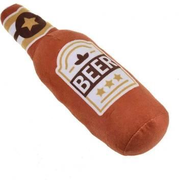 Inspire Essentials Plush Squeaky Dog Toy Beer Bottle For Aggressive Chewers 4