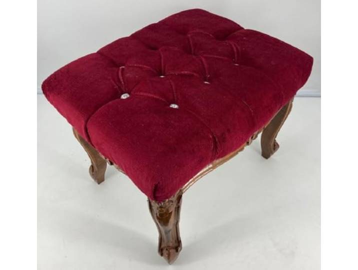 Casa Padrino Barock Fußhocker Bordeauxrot/Braun - Handgefertigter Antik Stil Hocker mit Glitzersteinen - Barockstil Möbel