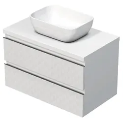 SAT Cube Way Badezimmerschrank Mit Abdeckplatte 80x47,5x46 cm weiß matt CUBE3D46802ZBKD