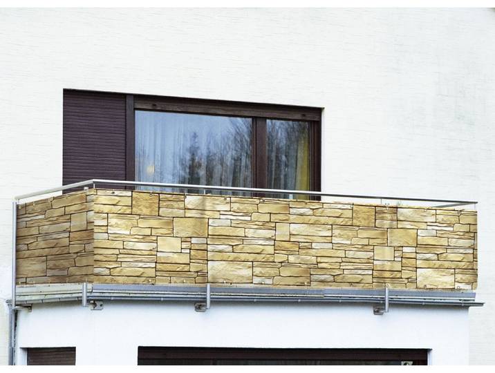 Bedruckter Balkon-Sichtschutz, Braun, Mauer