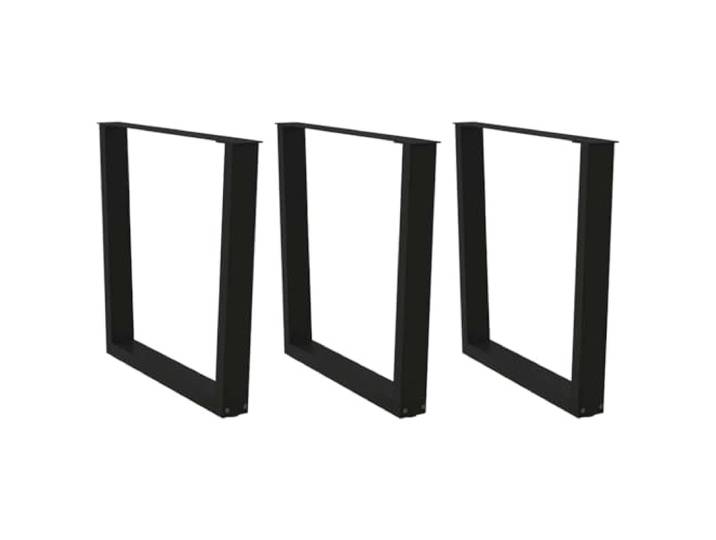 LPERTGFHU Tischbeine V-Form 3er Set Schwarz 90x73.3 cm Stahl Geometrisches Design, Pulverbeschichtet, Verstellbare Nivellierer