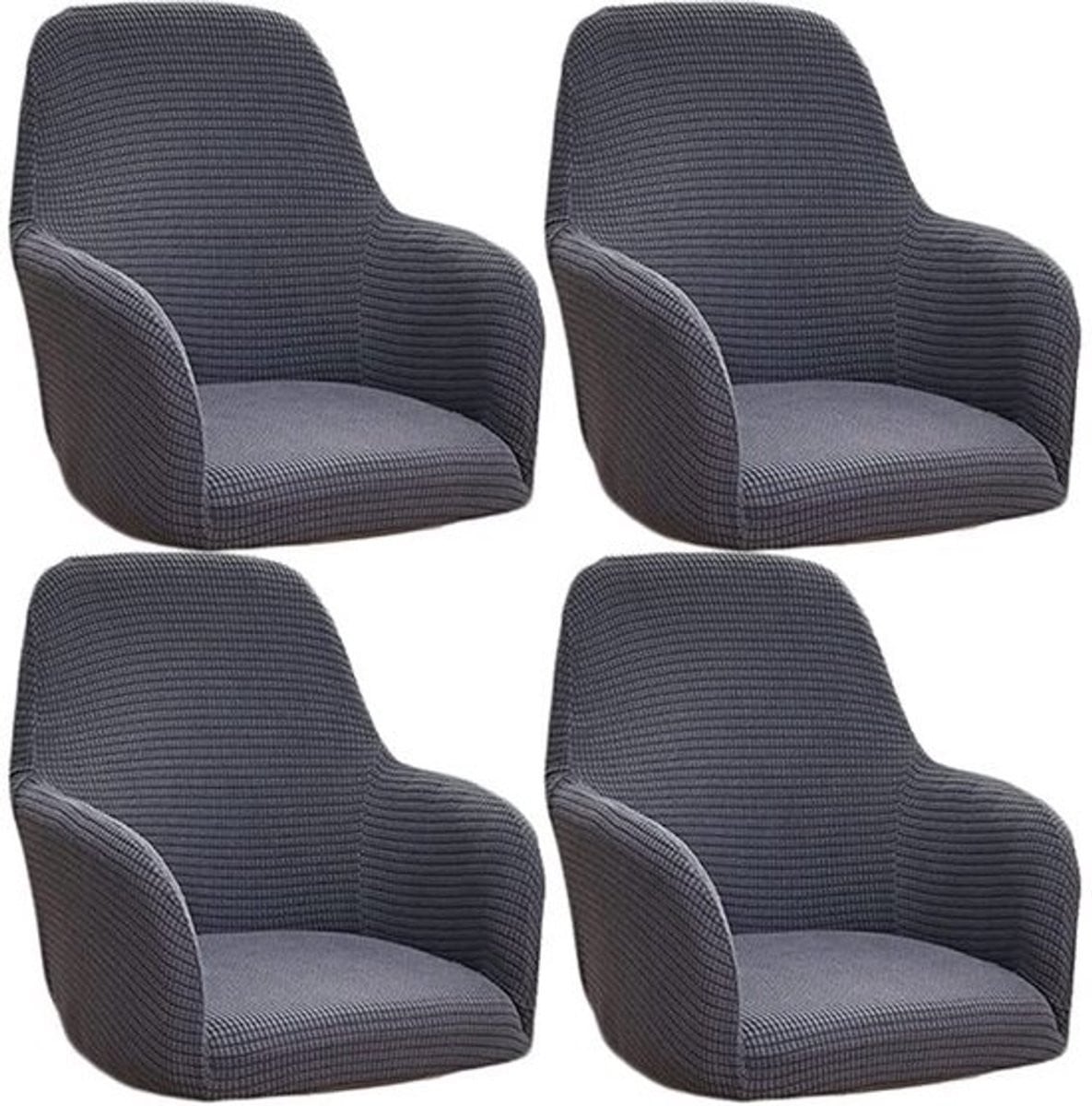 Set stretch stoelhoezen van jacquard voor eetkamerstoelen