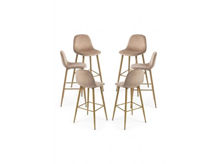 6er Set Teok Samt Hocker - Champagne