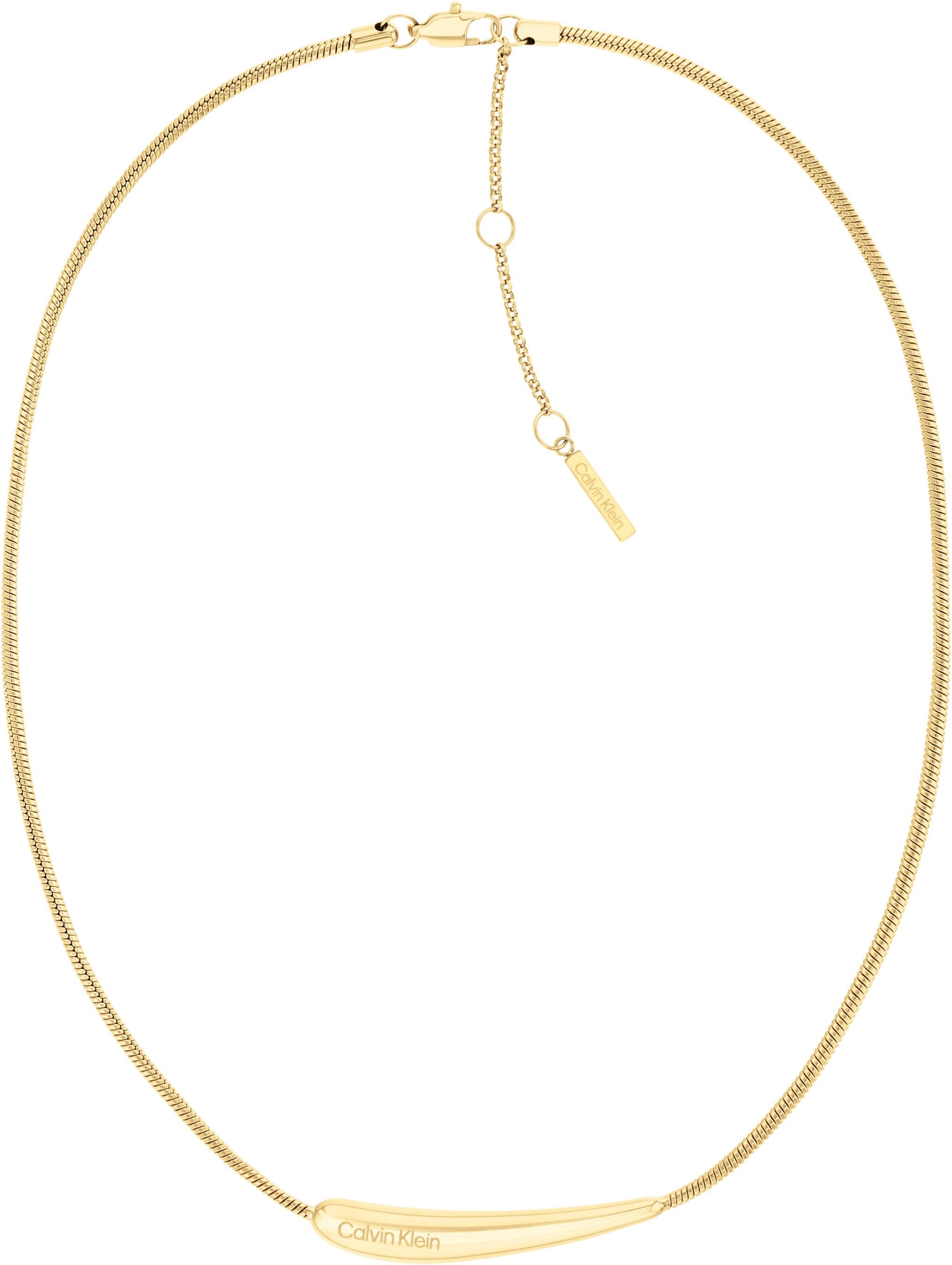 Kette ohne Anhänger CALVIN KLEIN "Schmuck Edelstahl Halsschmuck Halskette Schlangenkette DROPS", gold (gelbgoldfarben), Halsketten, Damen, Edelstahl, L: 46, Kette ohne Anhänger gelbgoldfarben Edelstahl, L: 46