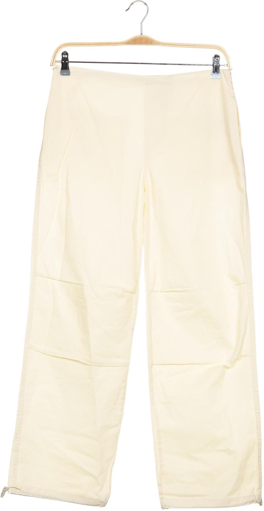 Stradivarius Damen Stoffhose, Cremeweiß, Gr. Xxs, Baumwolle - Second Hand