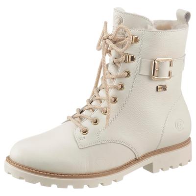 Winterboots REMONTE, Damen, Gr. 40, Schurwolle, weiß, Leder, Schuhe Winterboots, Blockabsatz, Schnürboots, Outdoorschuh mit Zierschnalle, Topseller