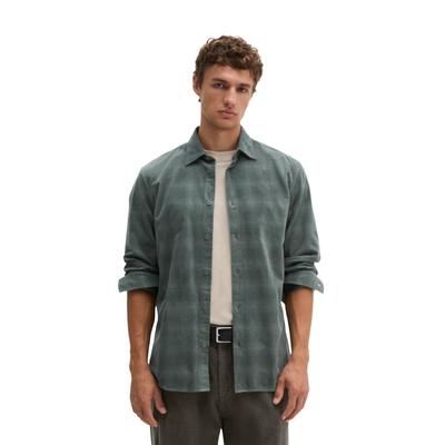 Langarmhemd MARC O'POLO "aus samtigen Bio-Baumwoll-Twill", Herren, Gr. XL, Normalgrößen, grün (dunkelgrün), Obermaterial: 100% Baumwolle, kariert, regular fit normal, Manschette, Hemden