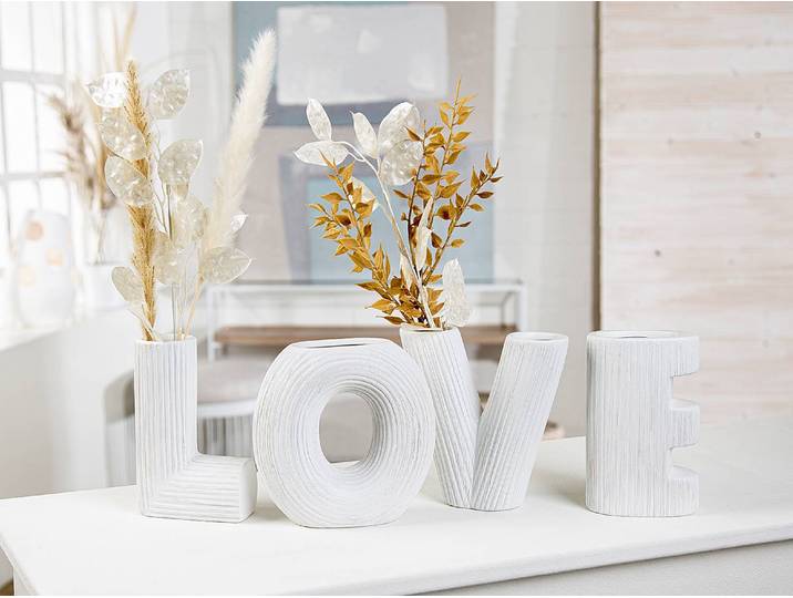 Vases Love - Lot de 4 15 x 15 x 7cm Blanc