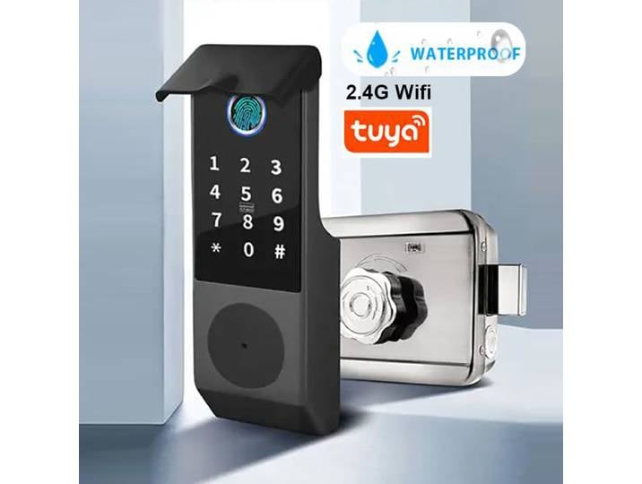 Serrure de porte intelligente Tuya, étanche, Wifi, sécurité extérieure de la maison, batterie 62, serrure de porte électronique, porte de jardin pivotante