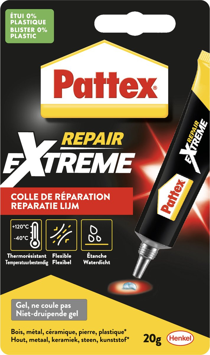 Pattex Repair Extreme 20 g - Extreem sterke universele alleslijm en secondelijm voor snelle reparaties