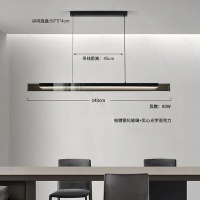 Inspired Finds Modern Linear Glass Pendant Light Bar For Dining Table And Kitchen Island Ceiling Lighting 55.12in remote Dimming