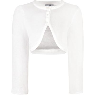 Strickjacke HAPPY GIRLS "cardigan", Mädchen, Gr. 128, weiß, Feinstrick, Obermaterial: 100% Baumwolle, unifarben, figurbetont kurz, Rundhals, Strickjacken Strickjacke