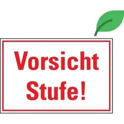 Aufkleber, Hinweisschild Vorsicht Stufe! KRO, ökologische Folie, selbstklebend, 300x200mm
