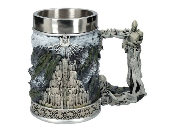 Figuren Shop GmbH Bierkrug Krug Herr der Ringe - Gondor - Film Merchandise Bierkrug Dekoration, Kunststein (Polyresin), Edelstahl