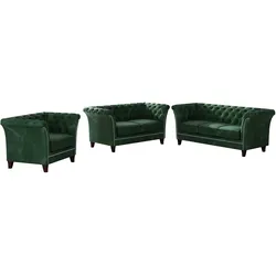 SITZGARNITUR 3+2+1 Chesterfield Fusion Grün Samt